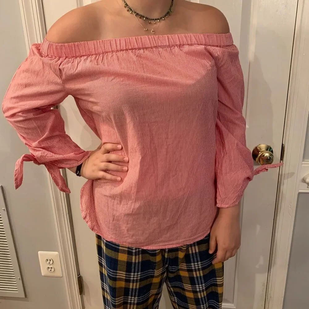 BeachLunchLounge Off Shoulder Striped Top sz M